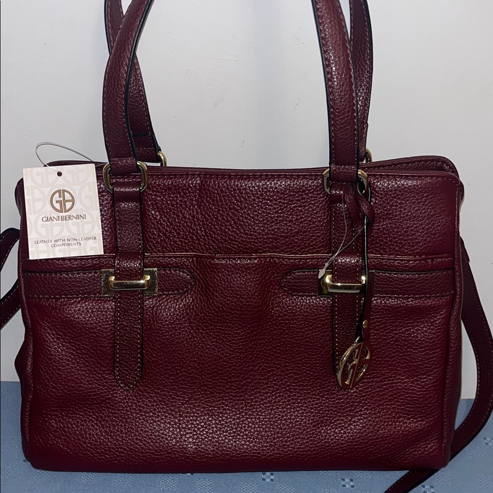 Giani Bernini Burgundy Pebbled Leather Shoulder Bag